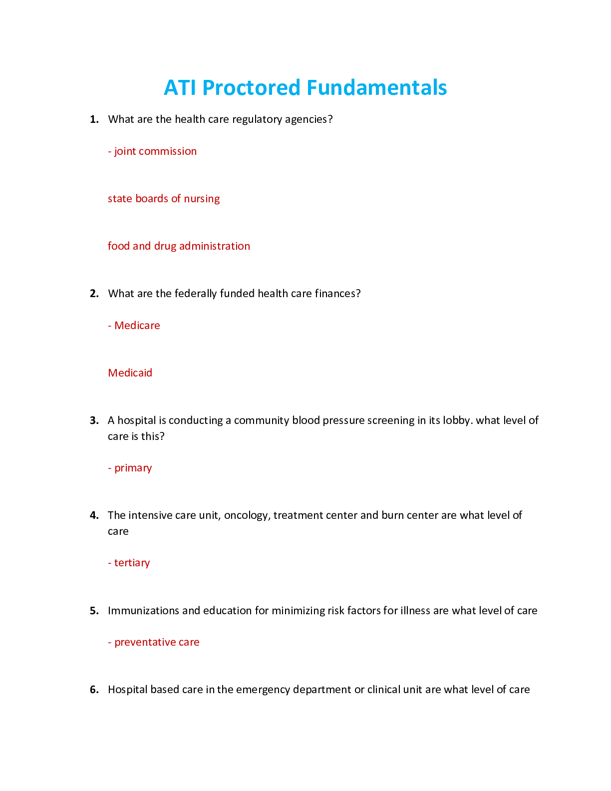 Preview image for ATI Fundamentals Proctored Exam Review. Latest 2021/2022